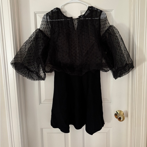 Zara Black Mesh Combination Mini Dress - Picture 2 of 10